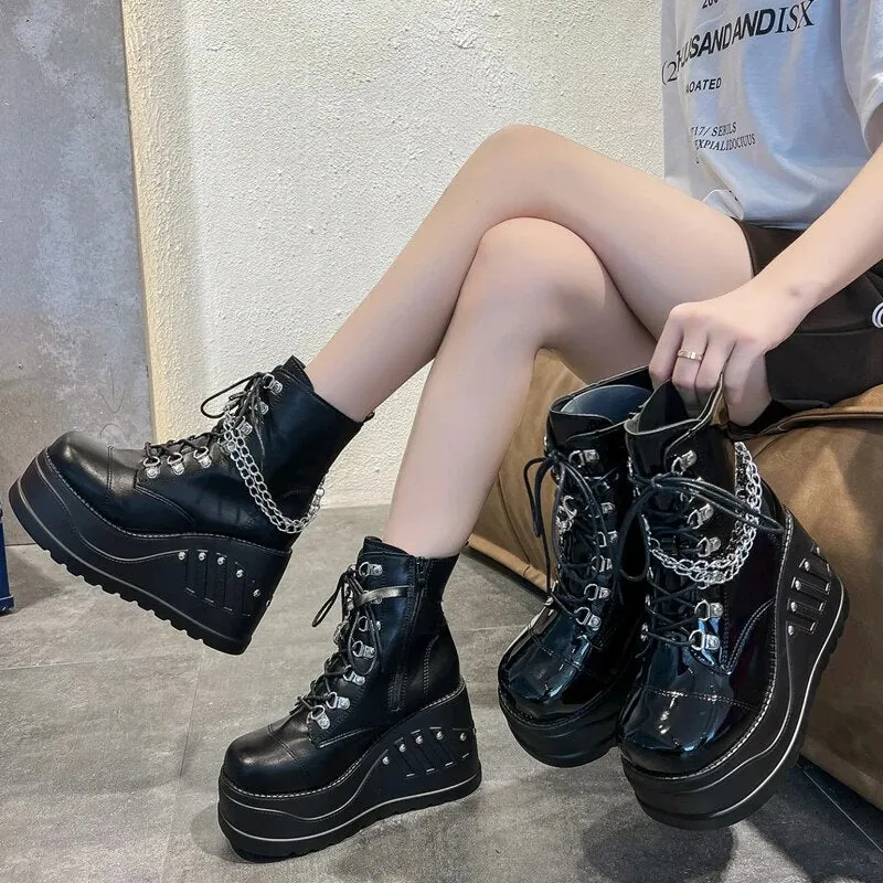 Funki Buys | Boots | Women's Gothic Punk Platform Ankle Boots