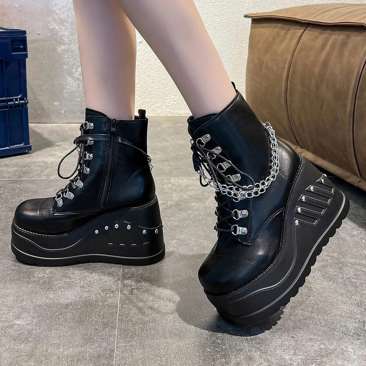 Funki Buys | Boots | Women's Gothic Punk Platform Ankle Boots
