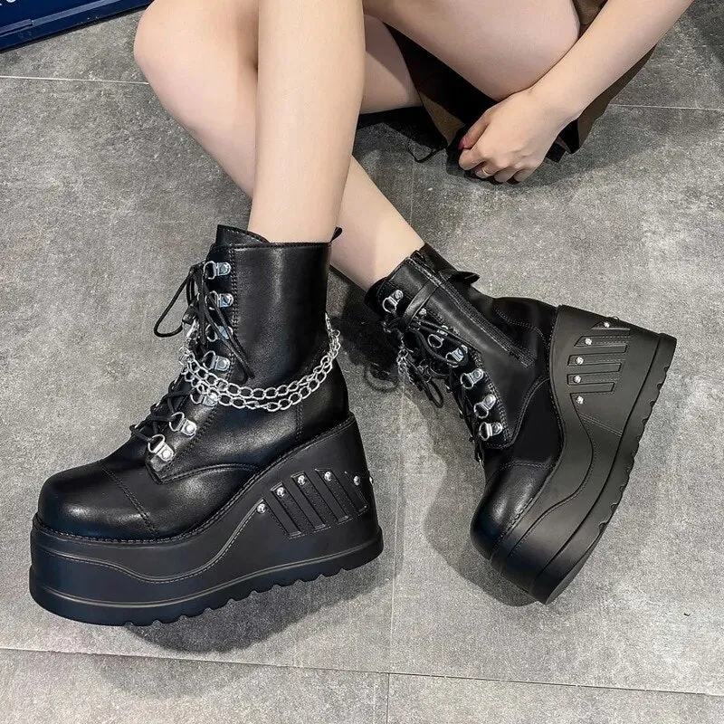 Funki Buys | Boots | Women's Gothic Punk Platform Ankle Boots