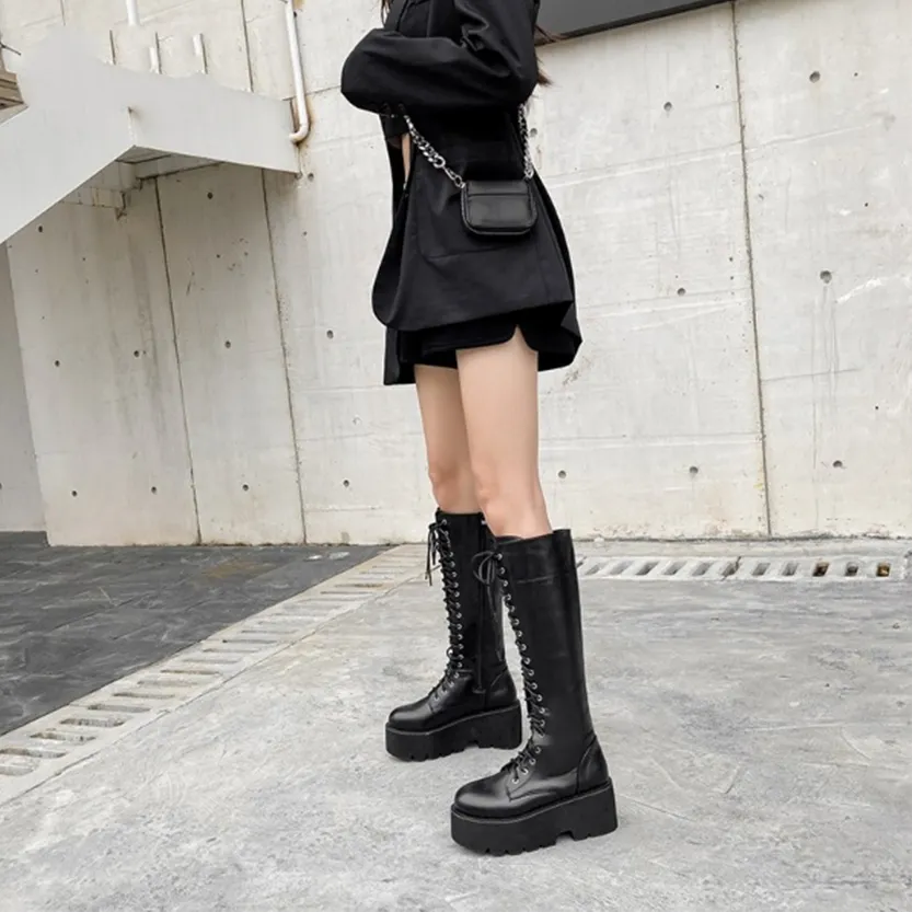 Funki Buys | Boots | Women's Grunge Motorcycle Boot | Chains