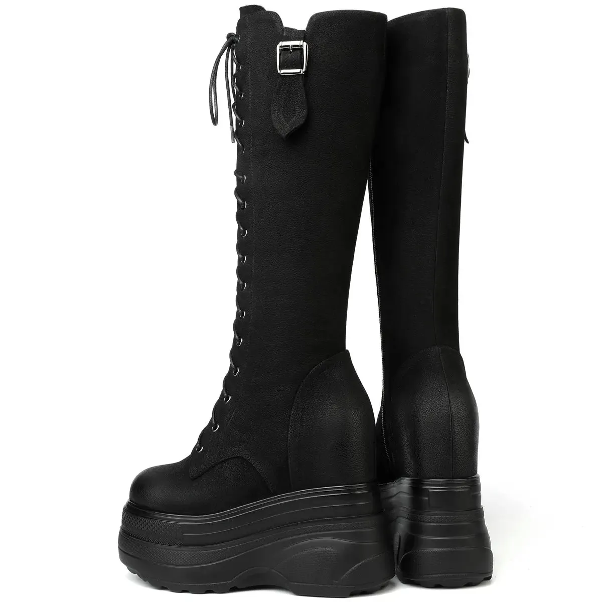 Funki Buys | Boots | Women's Leather Platform Lace Up Wedges