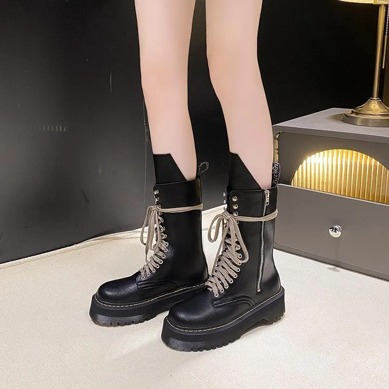 Funki Buys | Boots | Women's Mid Calf Biker Style Punk Boots
