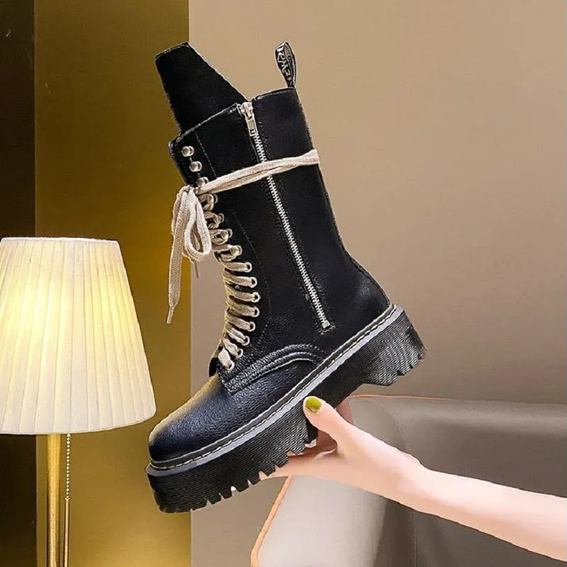 Funki Buys | Boots | Women's Mid Calf Biker Style Punk Boots