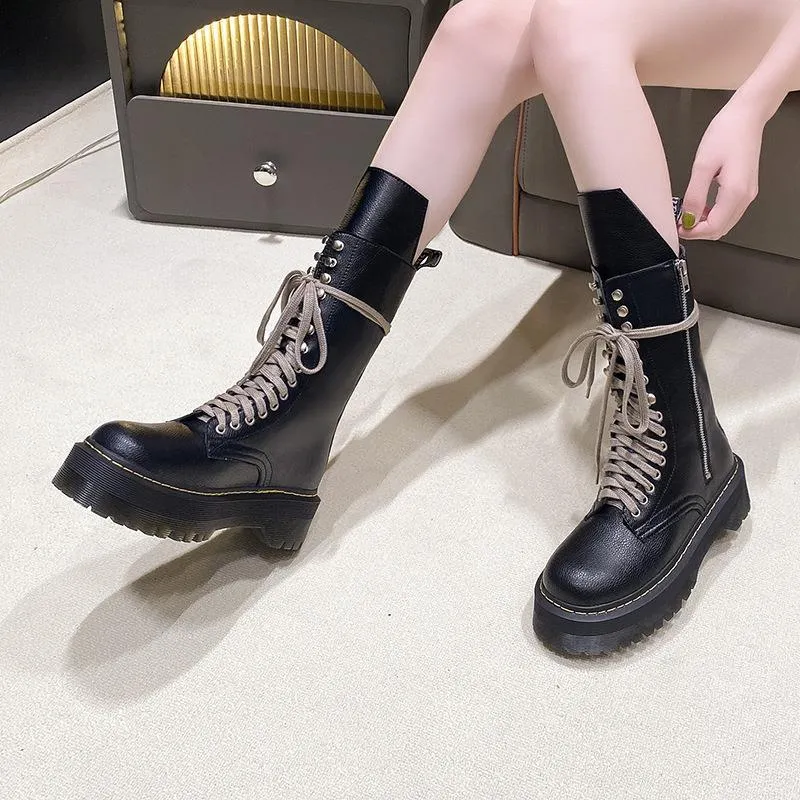 Funki Buys | Boots | Women's Mid Calf Biker Style Punk Boots