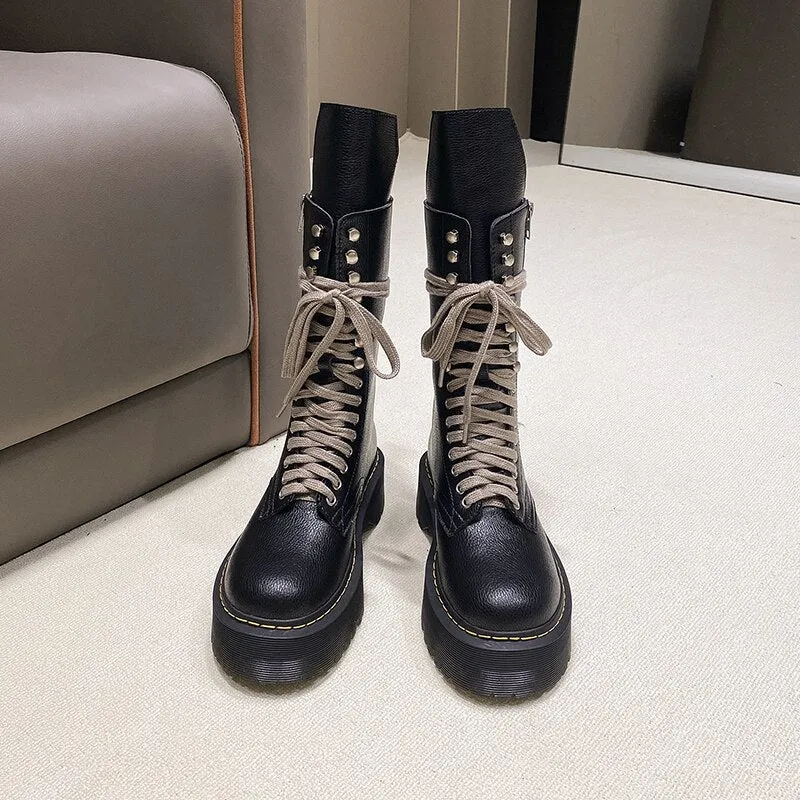 Funki Buys | Boots | Women's Mid Calf Biker Style Punk Boots