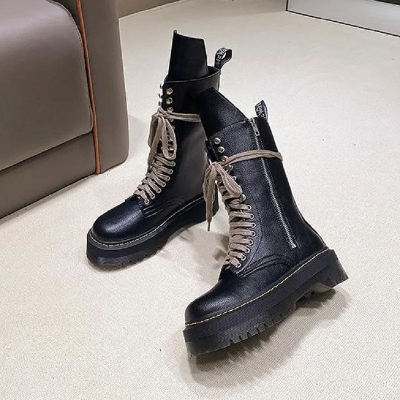 Funki Buys | Boots | Women's Mid Calf Biker Style Punk Boots