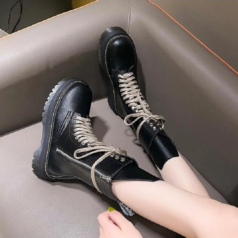 Funki Buys | Boots | Women's Mid Calf Biker Style Punk Boots