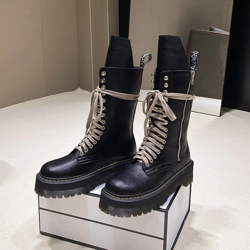 Funki Buys | Boots | Women's Mid Calf Biker Style Punk Boots