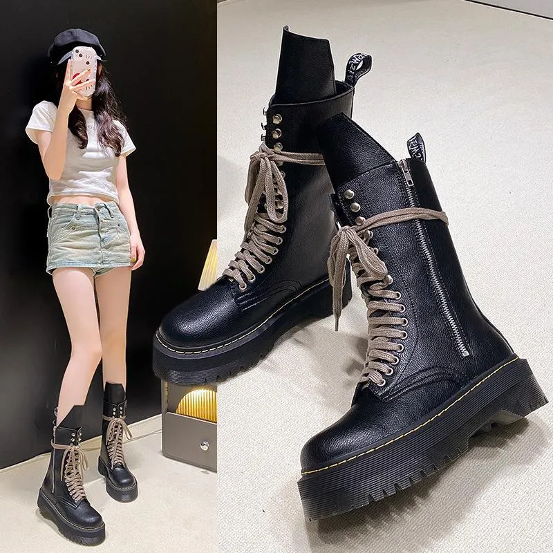 Funki Buys | Boots | Women's Mid Calf Biker Style Punk Boots