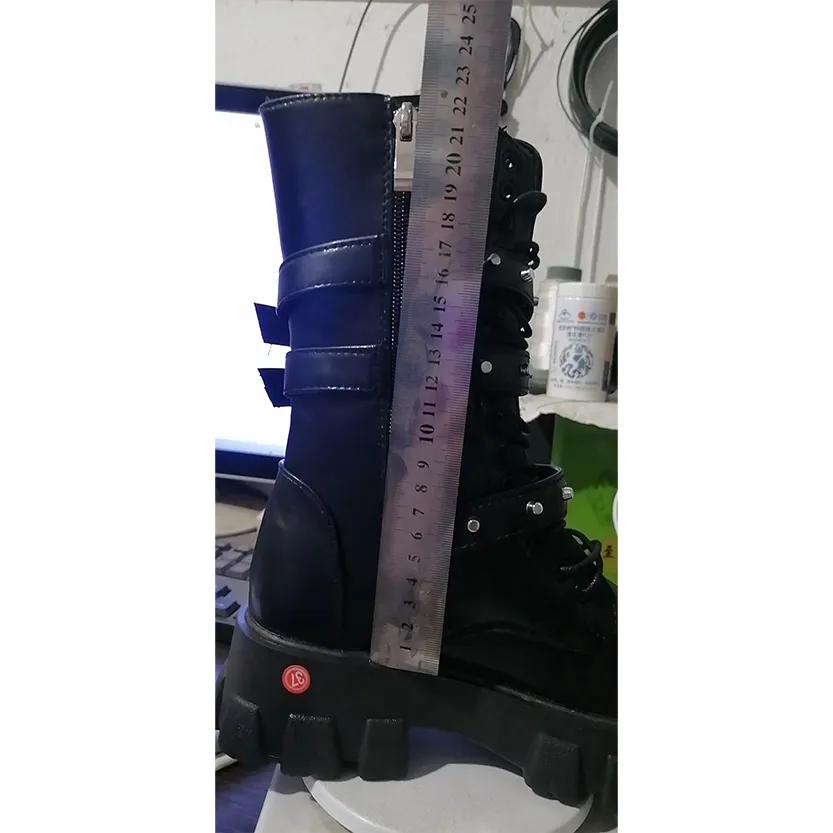 Funki Buys | Boots | Women's Mid-Calf Lace-Up Motorcycle Boot
