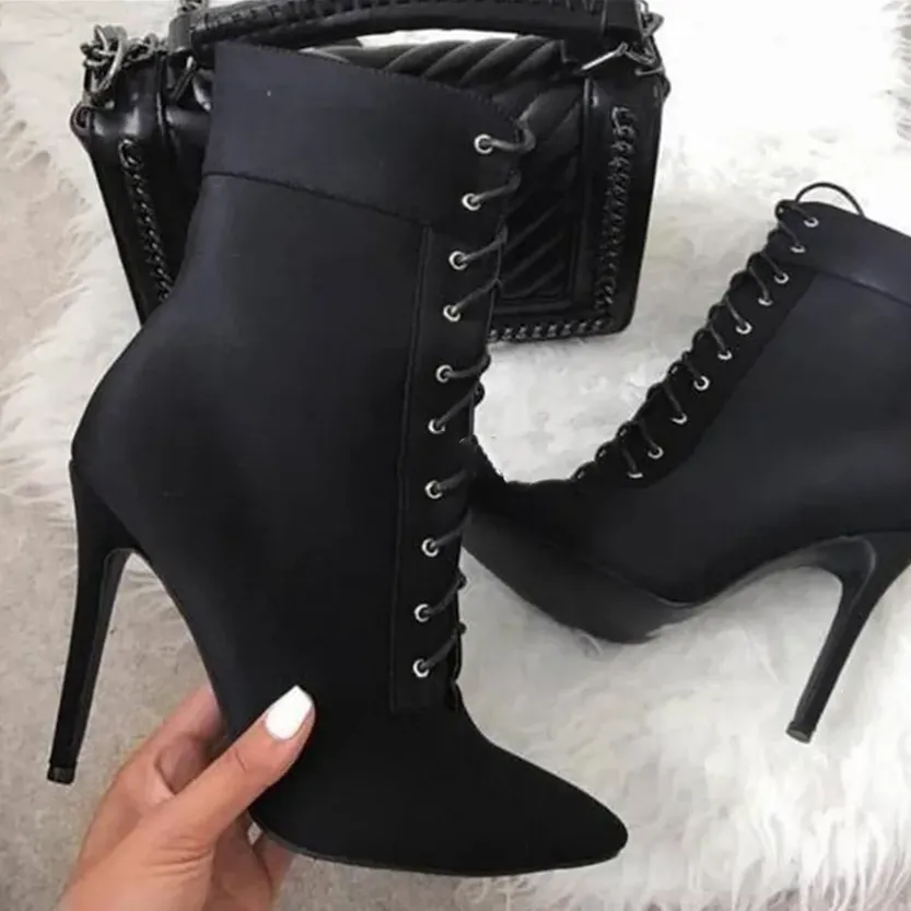 Funki Buys | Boots | Women's Pointed Toe Stiletto Short Boots