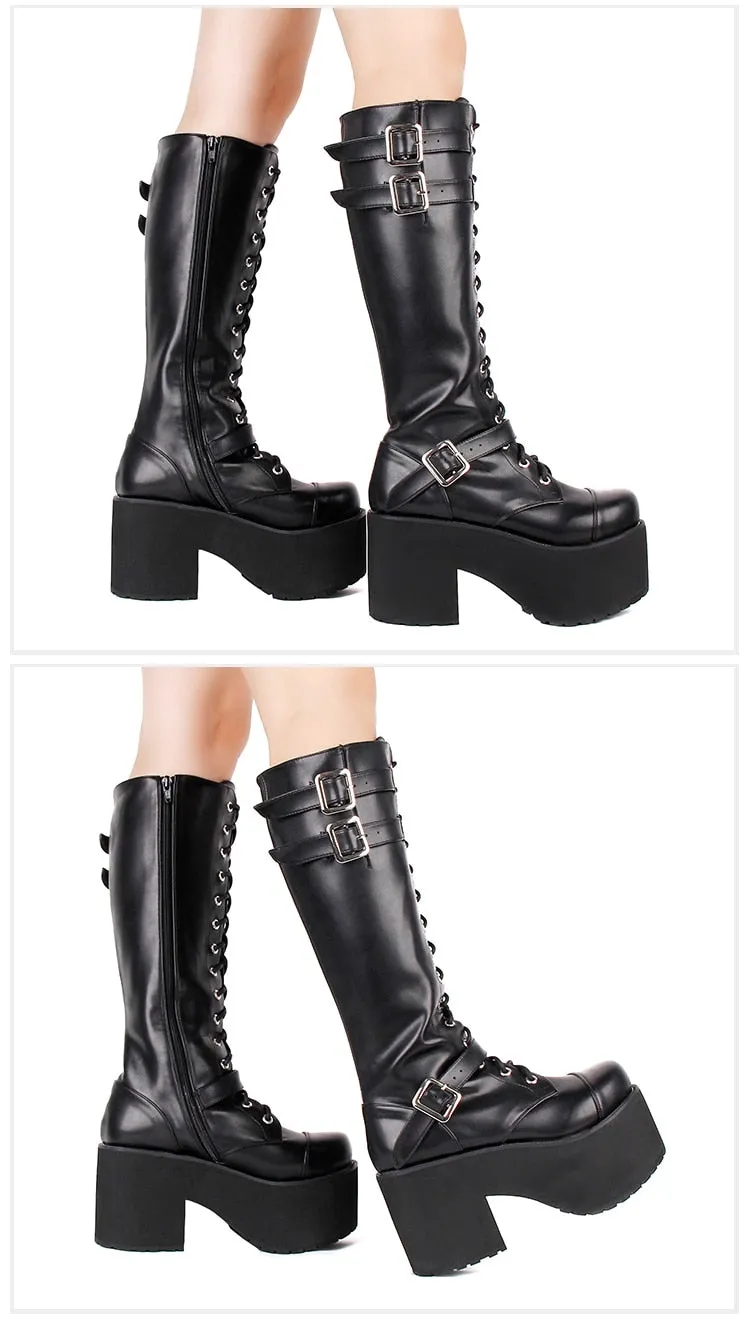 Funki Buys | Boots | Women's Punk Motorcycle  Platforms Boots