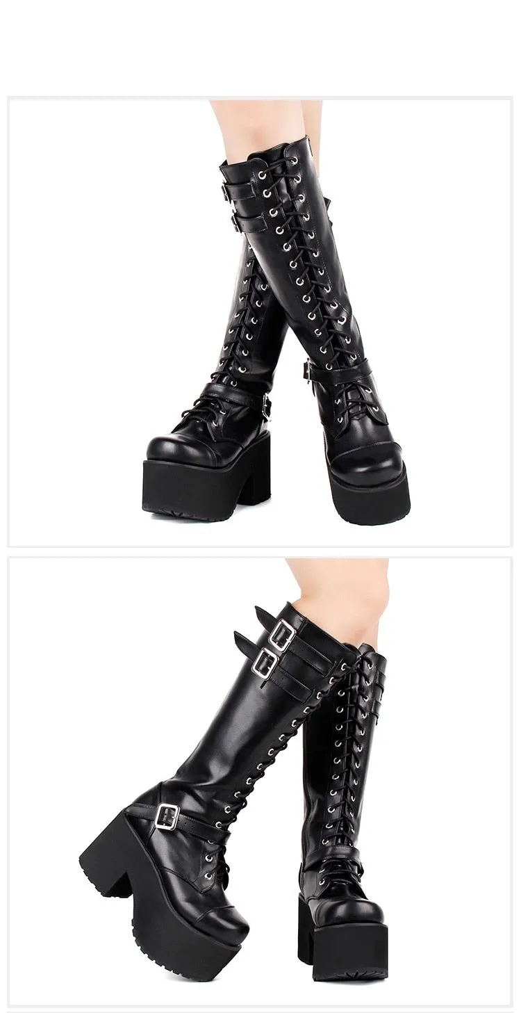 Funki Buys | Boots | Women's Punk Motorcycle  Platforms Boots