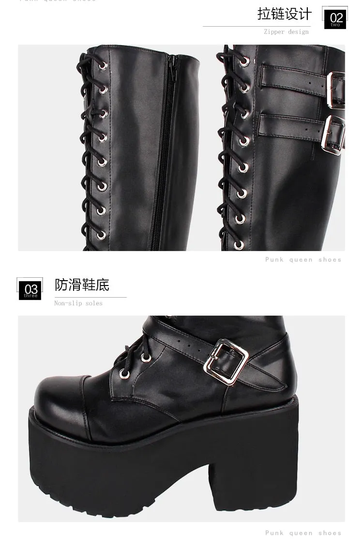 Funki Buys | Boots | Women's Punk Motorcycle  Platforms Boots