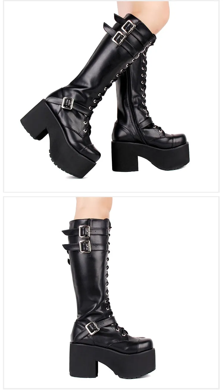 Funki Buys | Boots | Women's Punk Motorcycle  Platforms Boots