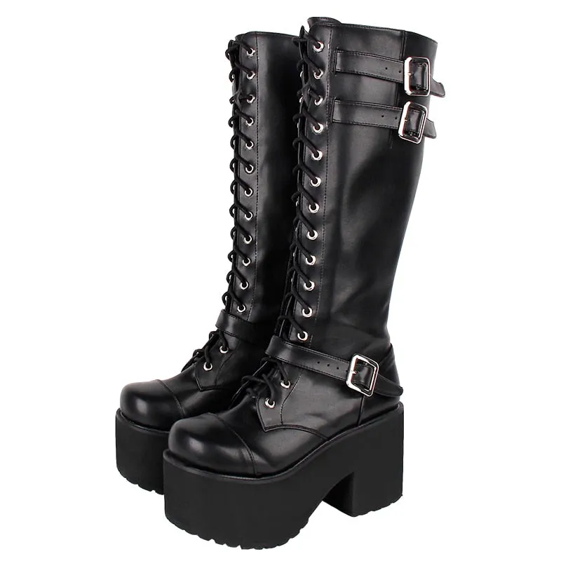 Funki Buys | Boots | Women's Punk Motorcycle  Platforms Boots