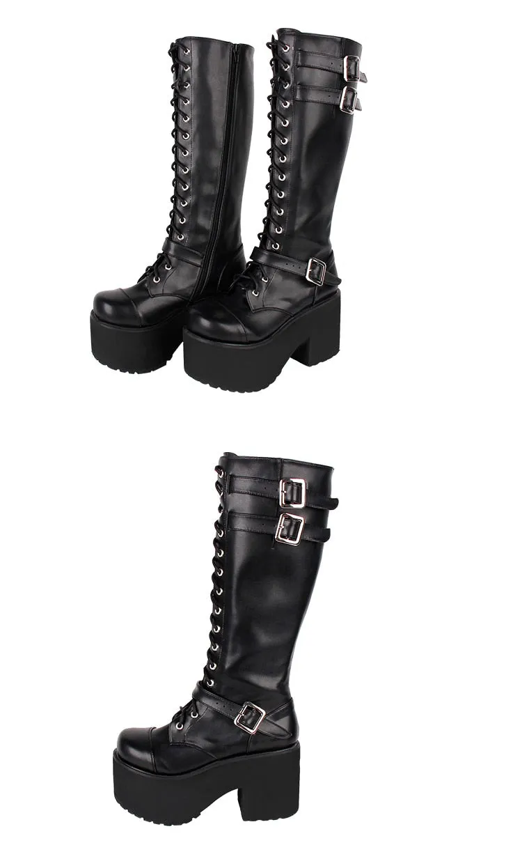 Funki Buys | Boots | Women's Punk Motorcycle  Platforms Boots