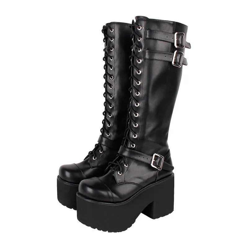 Funki Buys | Boots | Women's Punk Motorcycle  Platforms Boots
