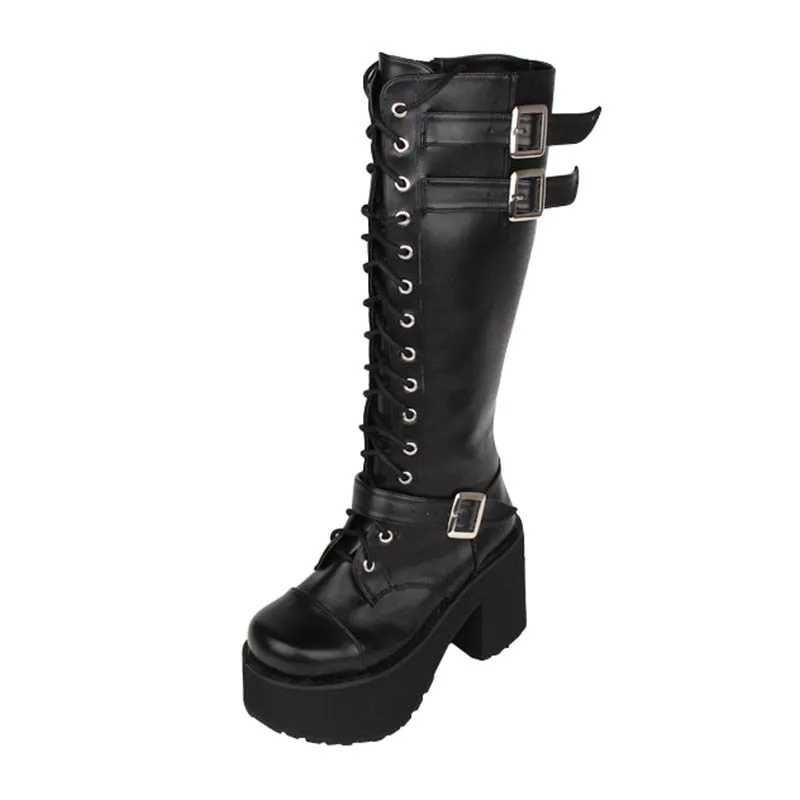 Funki Buys | Boots | Women's Punk Motorcycle  Platforms Boots