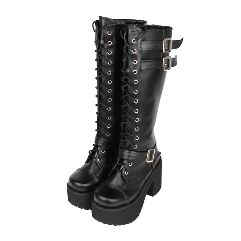Funki Buys | Boots | Women's Punk Motorcycle  Platforms Boots