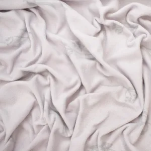 Grey Flowers On White Printed Polar Fleece Design 234