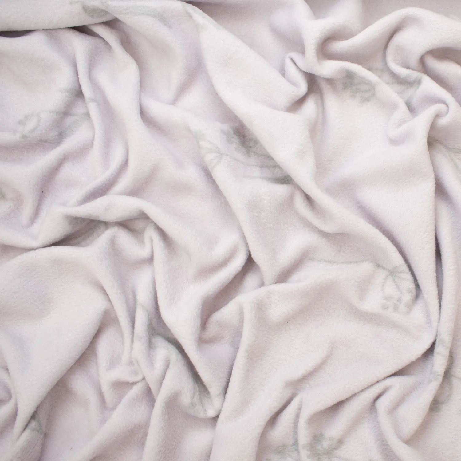Grey Flowers On White Printed Polar Fleece Design 234