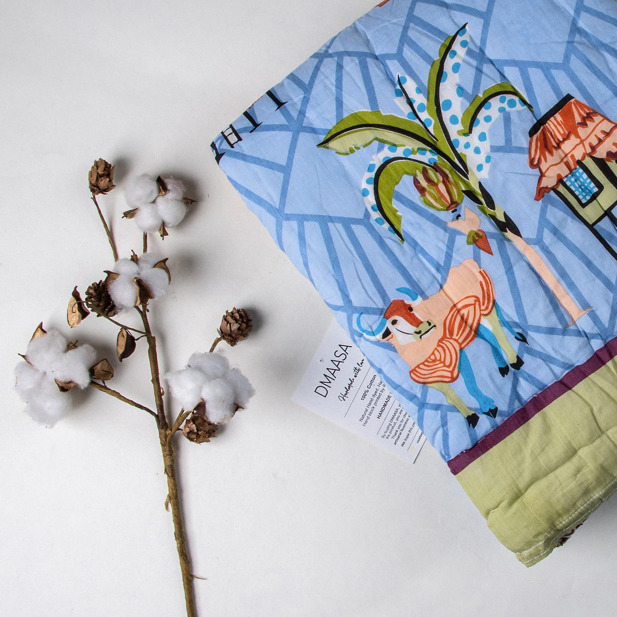 Handmade Animal Print Cotton Small Baby Blanket