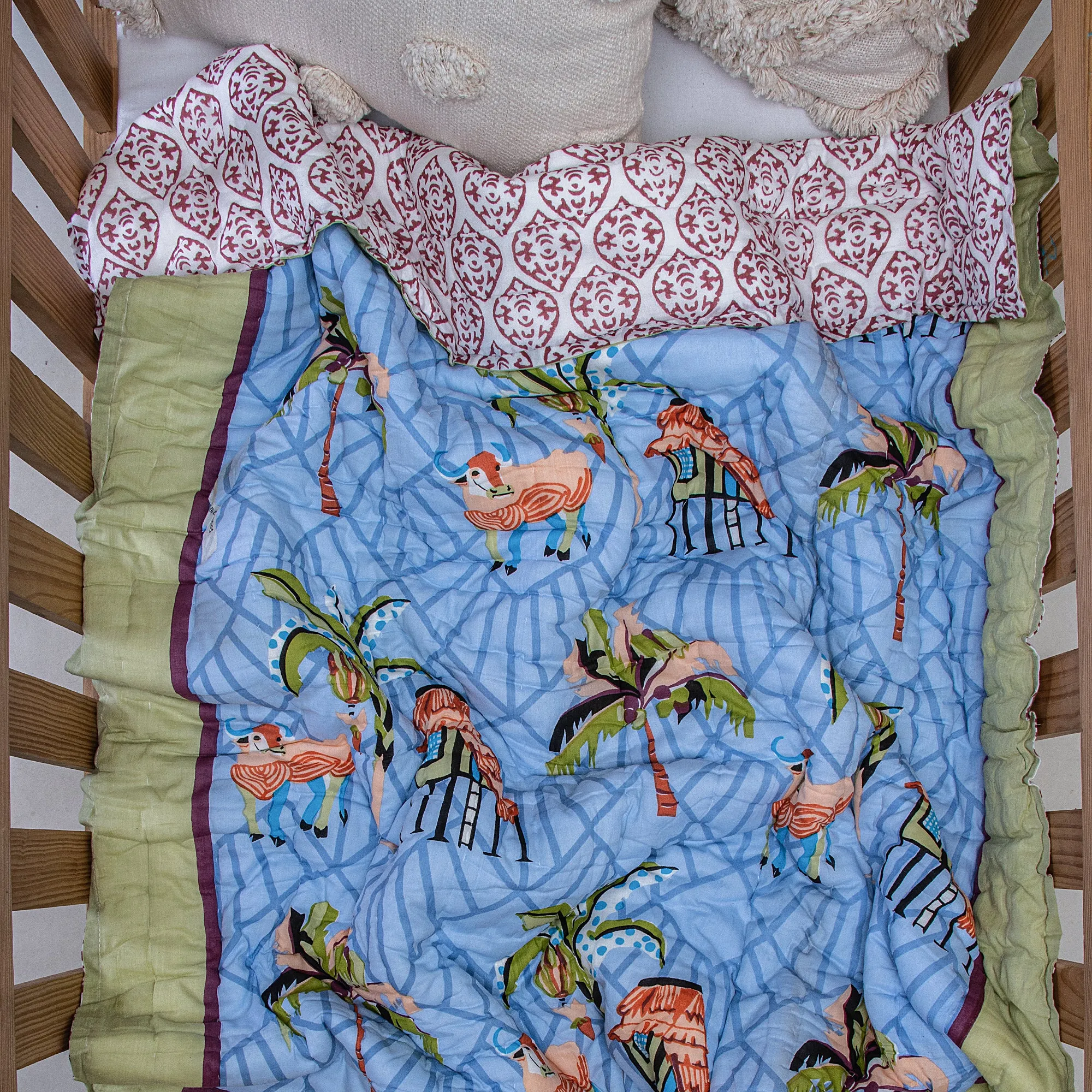 Handmade Animal Print Cotton Small Baby Blanket