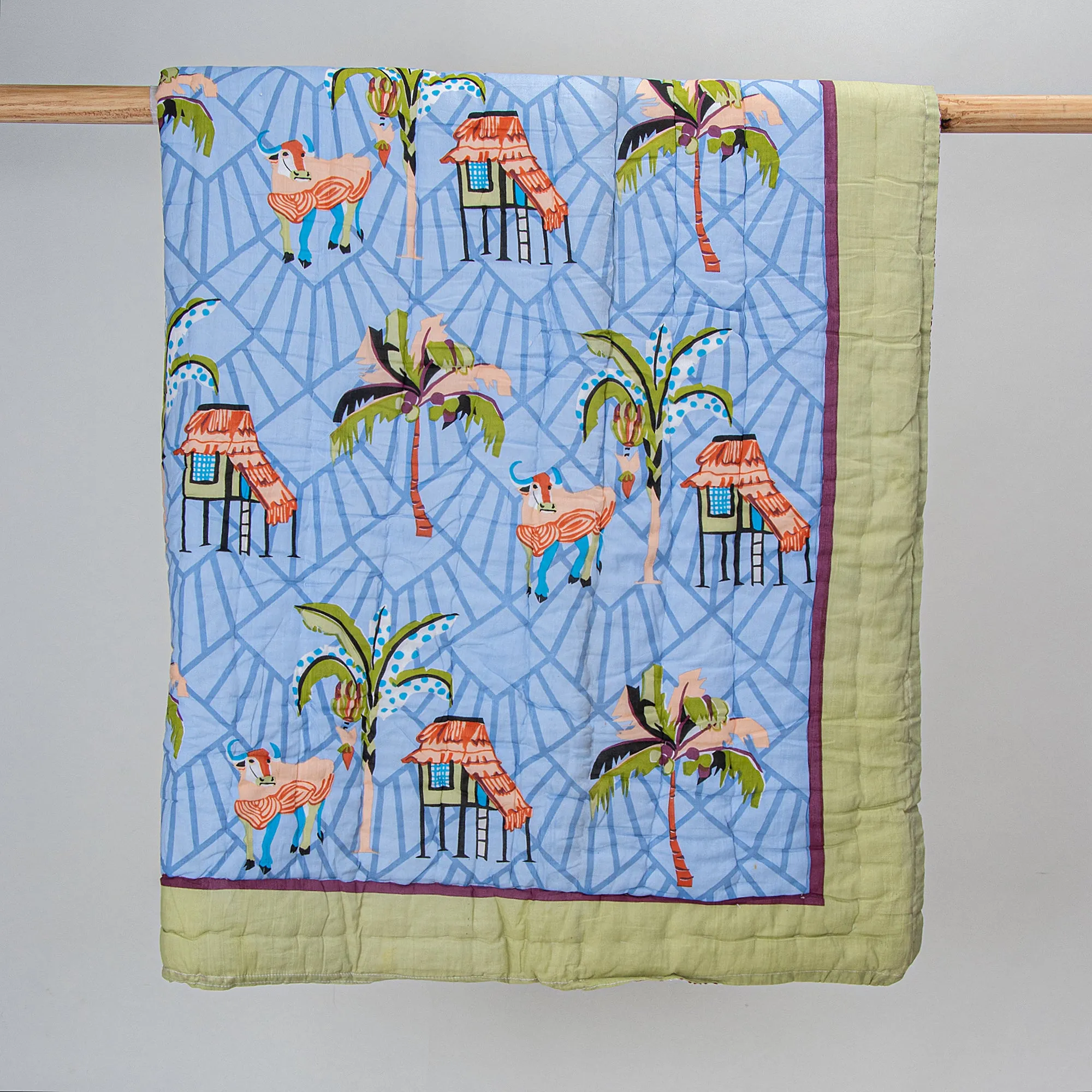 Handmade Animal Print Cotton Small Baby Blanket