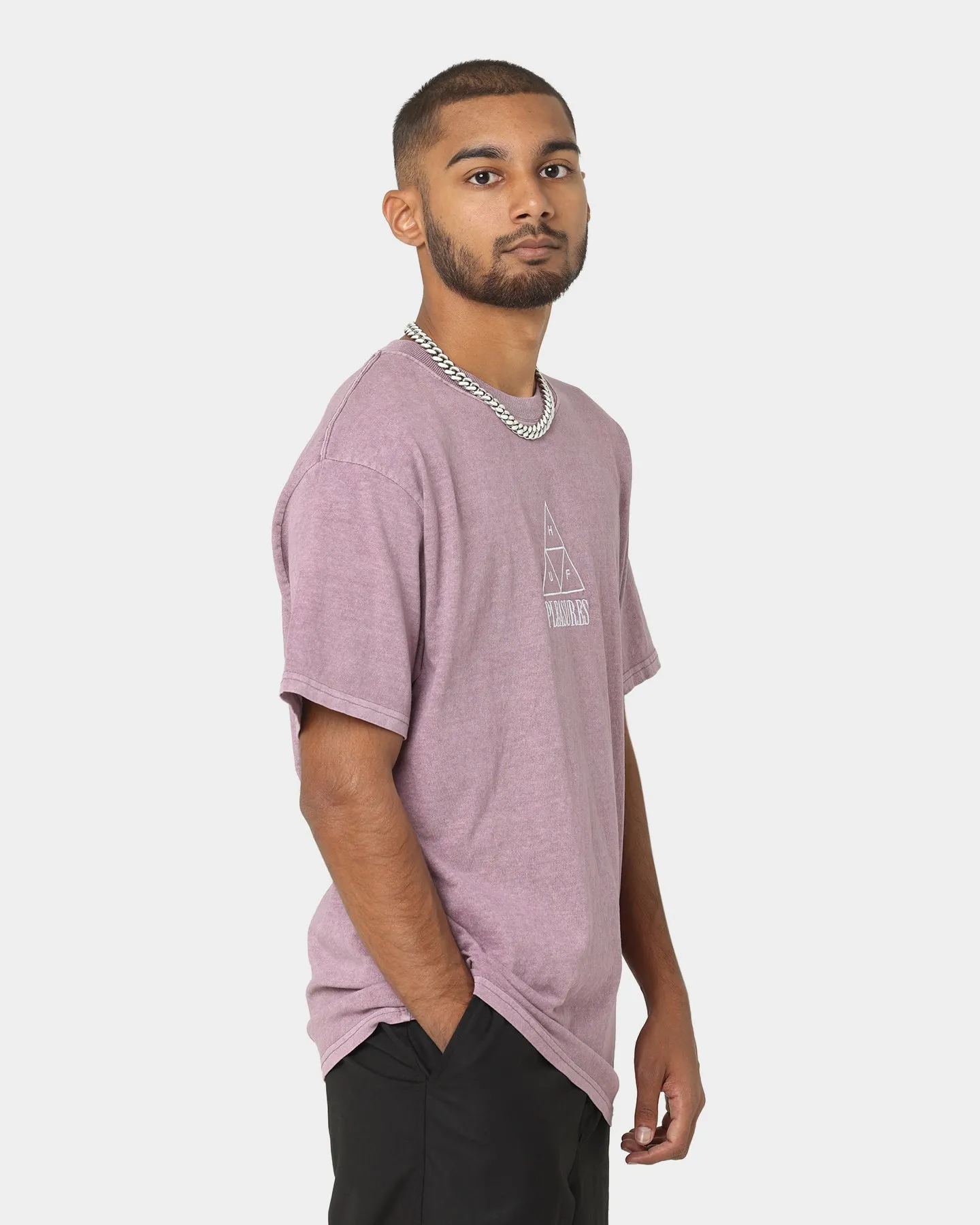 HUF X Pleasures Dyed Short Sleeve T-Shirt Purple