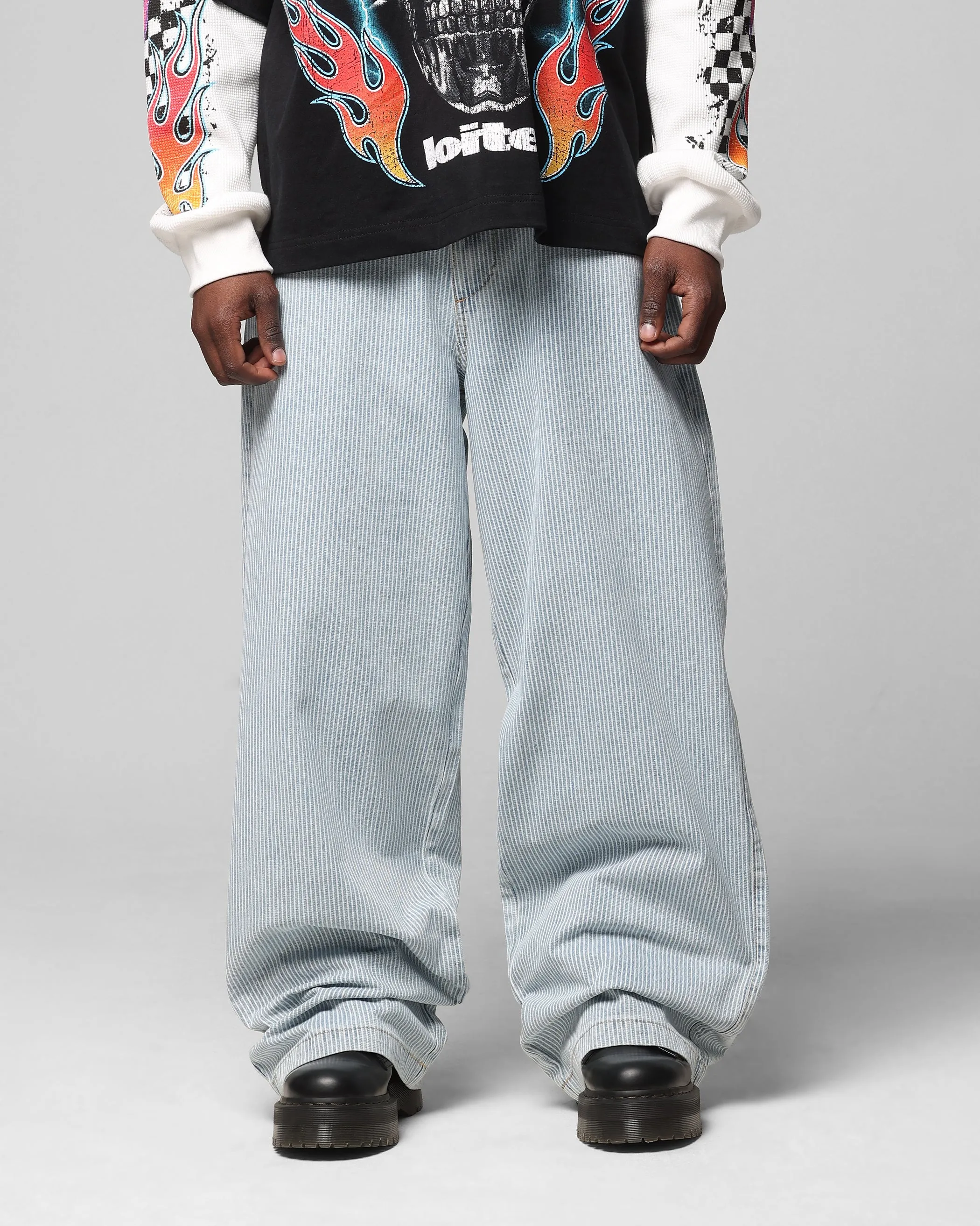 Loiter Collateral Baggy Jeans Blue Pin Stripe