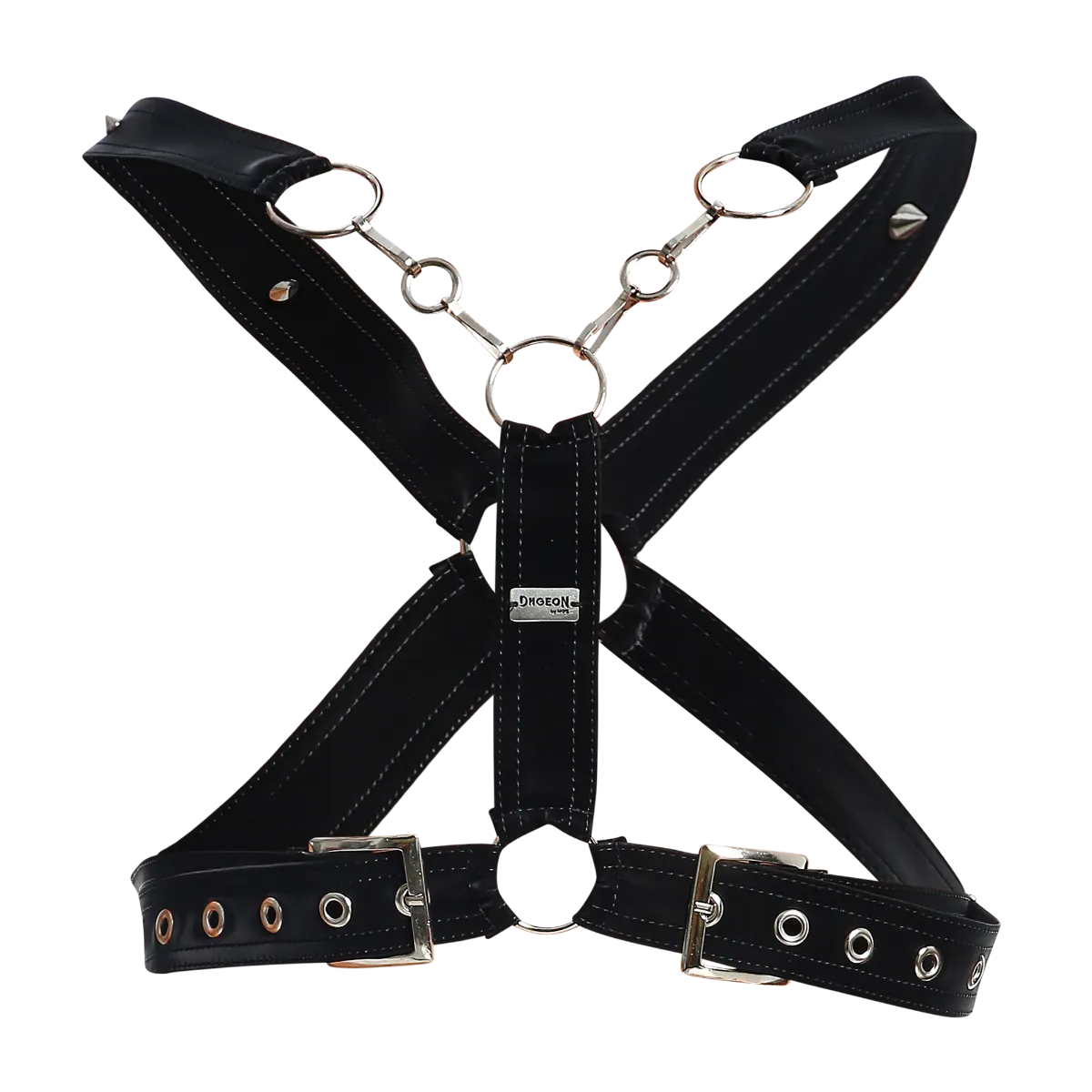Male Basics Dngeon Leather Cross Chain Harness Animal Print Mamba One Size