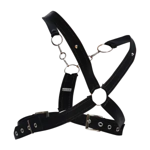 Male Basics Dngeon Leather Cross Chain Harness Animal Print Mamba One Size