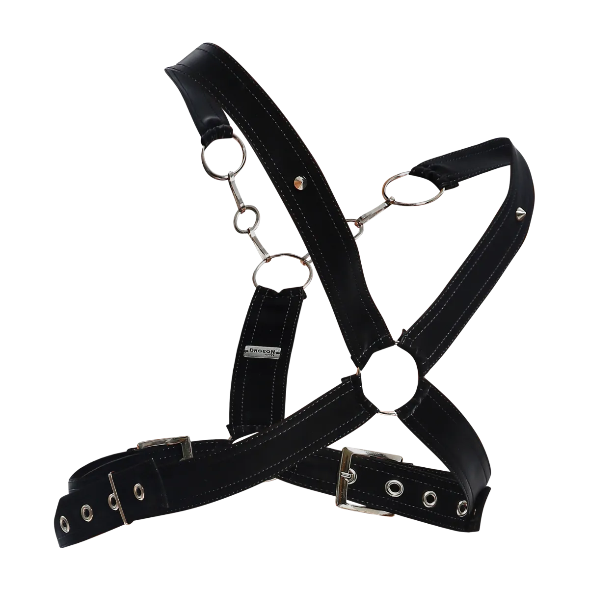Male Basics Dngeon Leather Cross Chain Harness Animal Print Mamba One Size