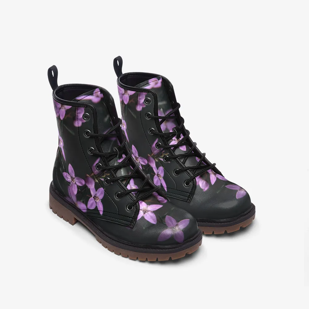 Mauve Flower Lace Up Boots