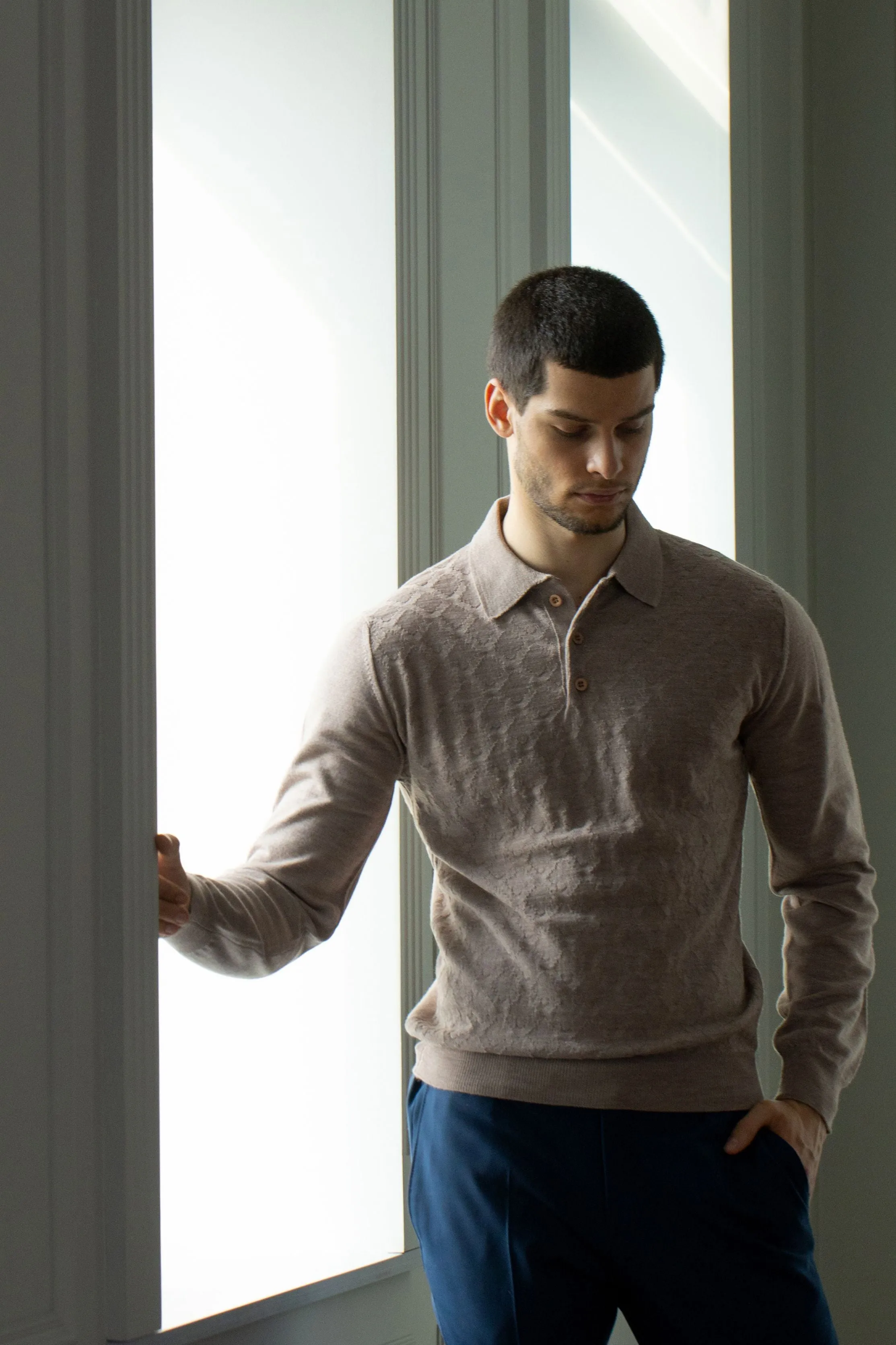 Merino wool polo shirt