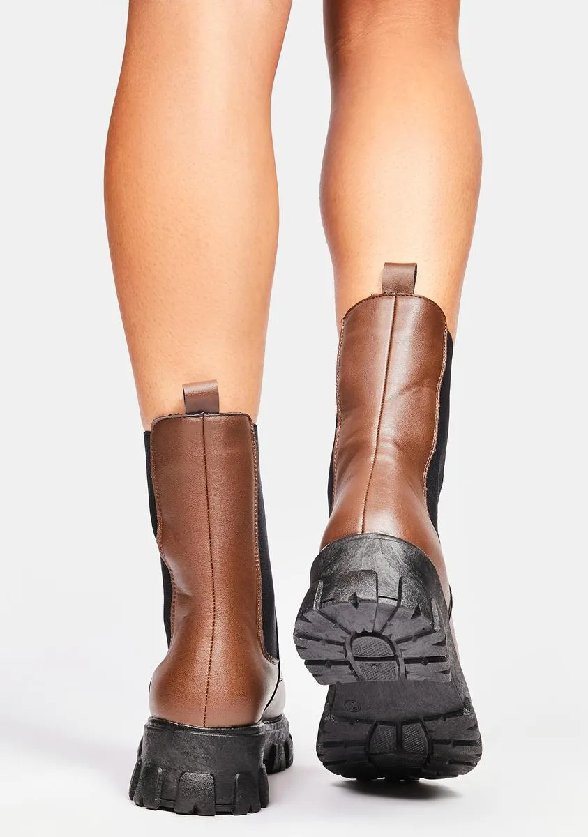 Mocha Stops For Nothing Chelsea Boots