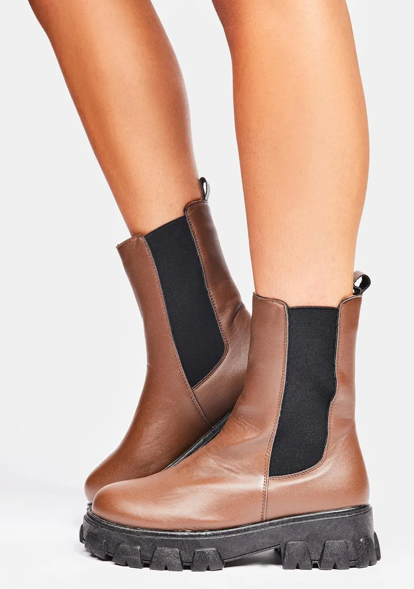 Mocha Stops For Nothing Chelsea Boots