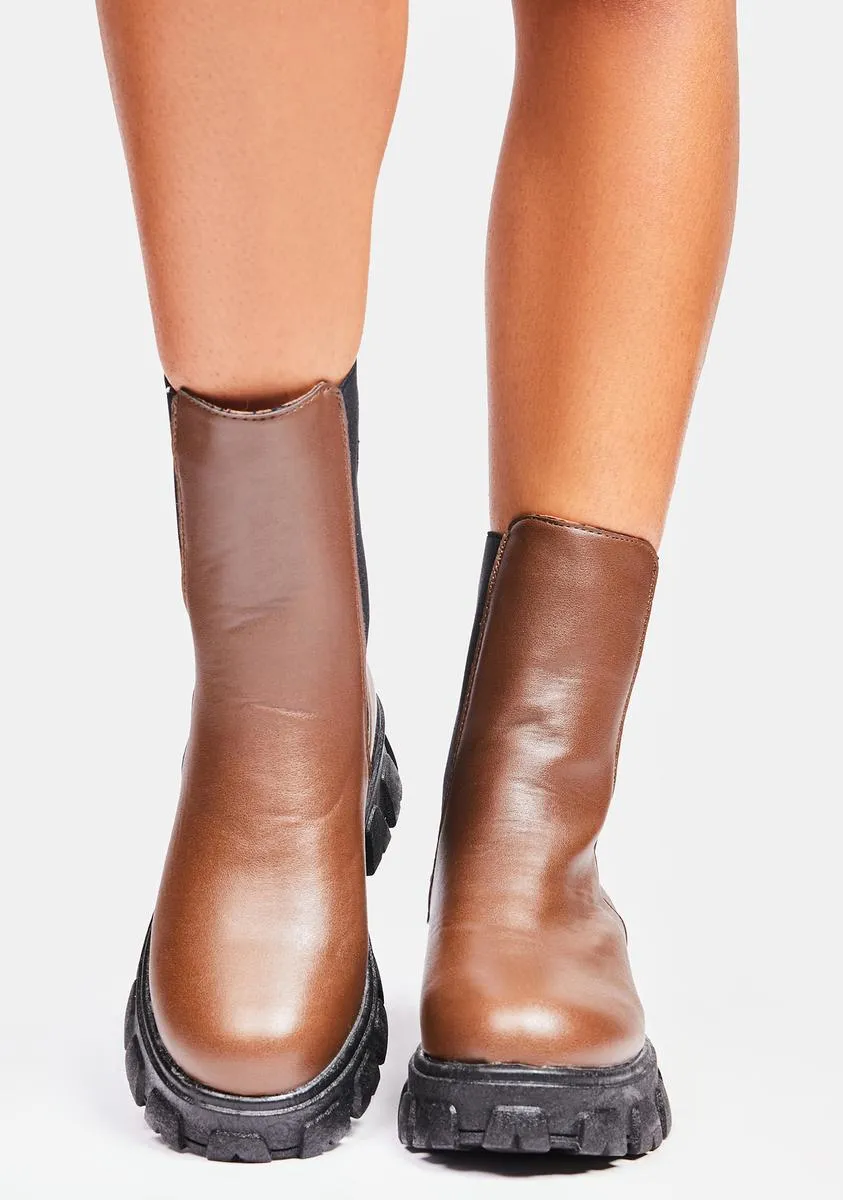 Mocha Stops For Nothing Chelsea Boots