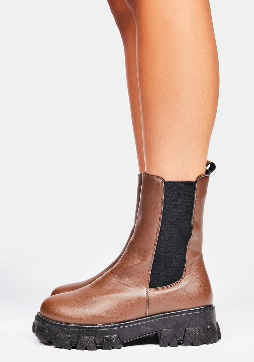 Mocha Stops For Nothing Chelsea Boots