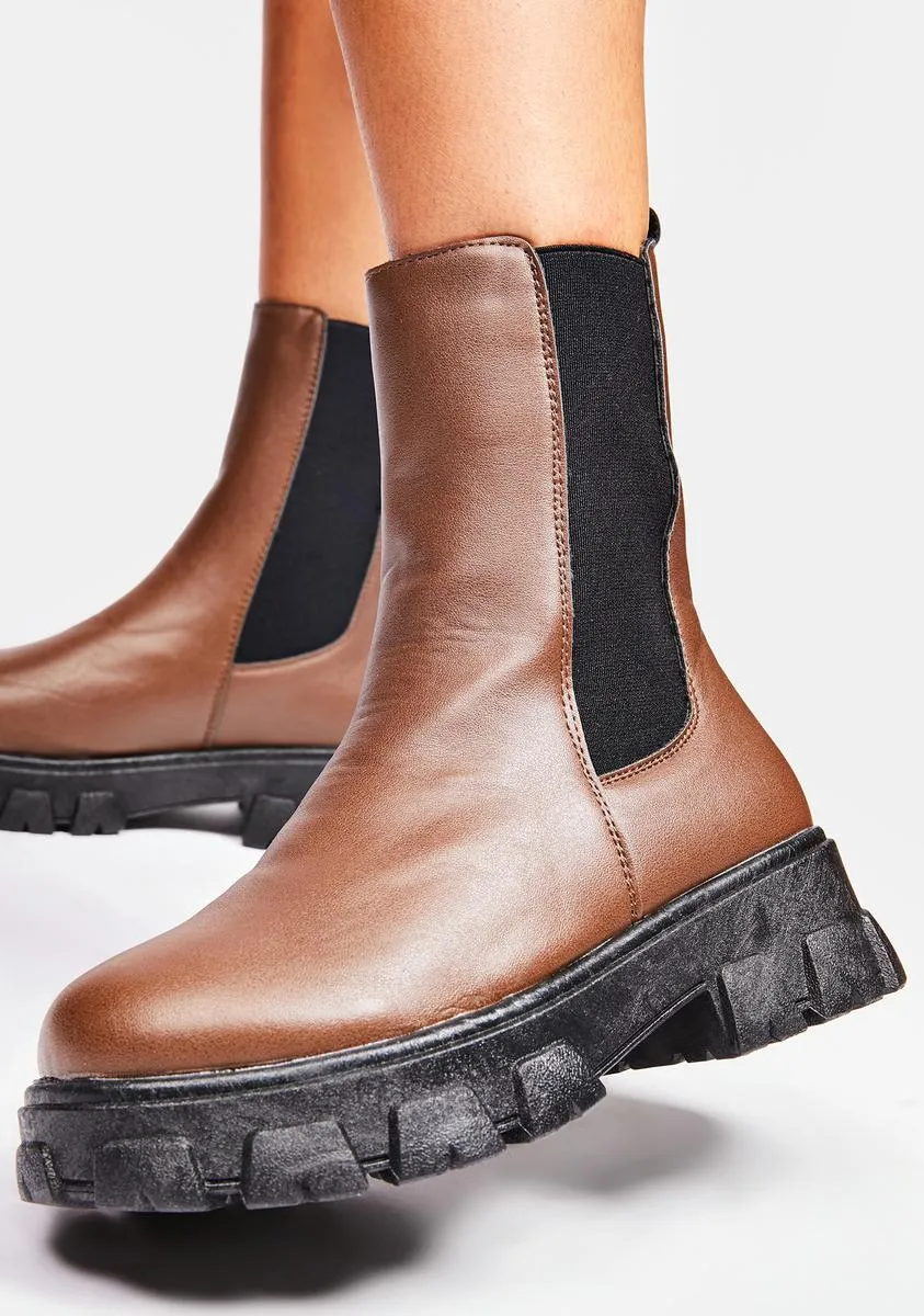 Mocha Stops For Nothing Chelsea Boots