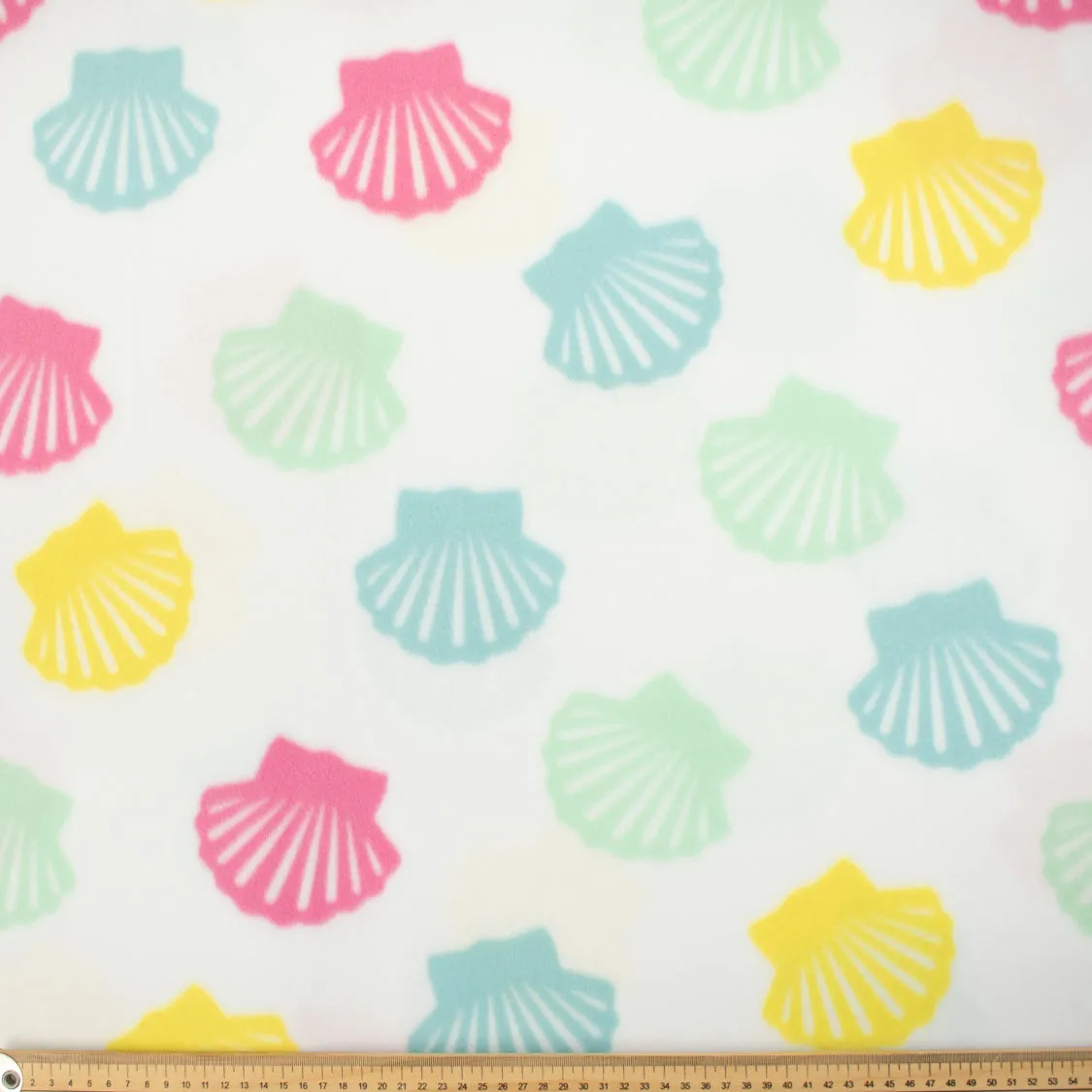 Multi Colour Shells on White Checks Printed Polar Fleece #5