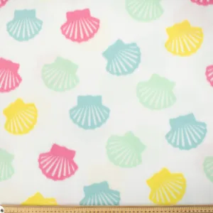Multi Colour Shells on White Checks Printed Polar Fleece #5
