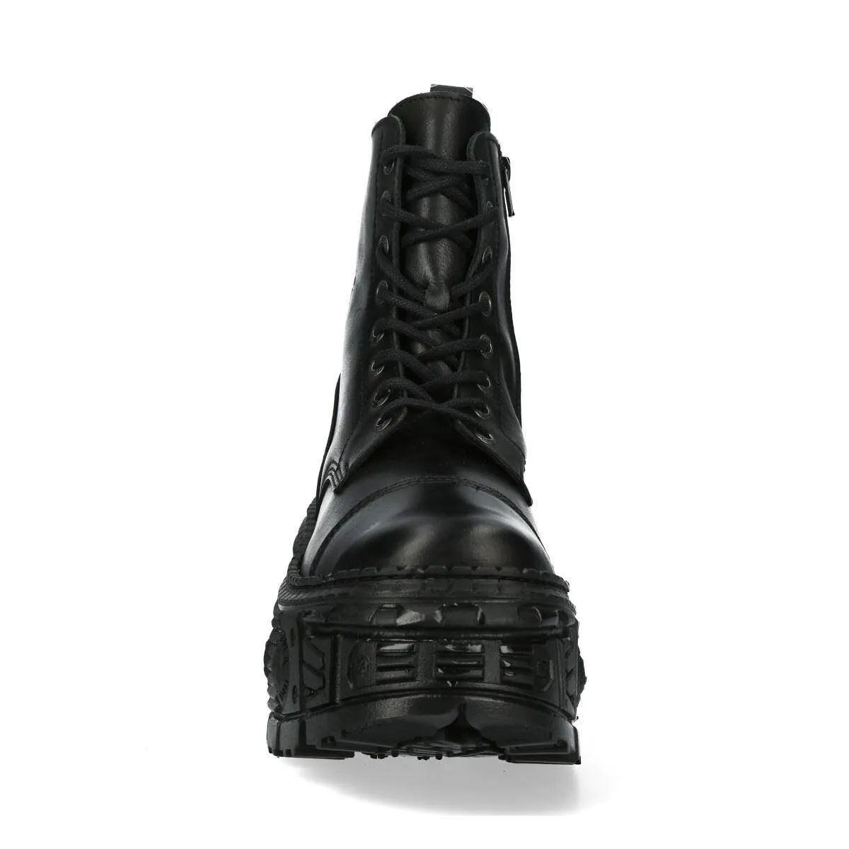 New Rock Boots Punk WALL083C-S5 Unisex Metallic Black Leather Platform Gothic EMO