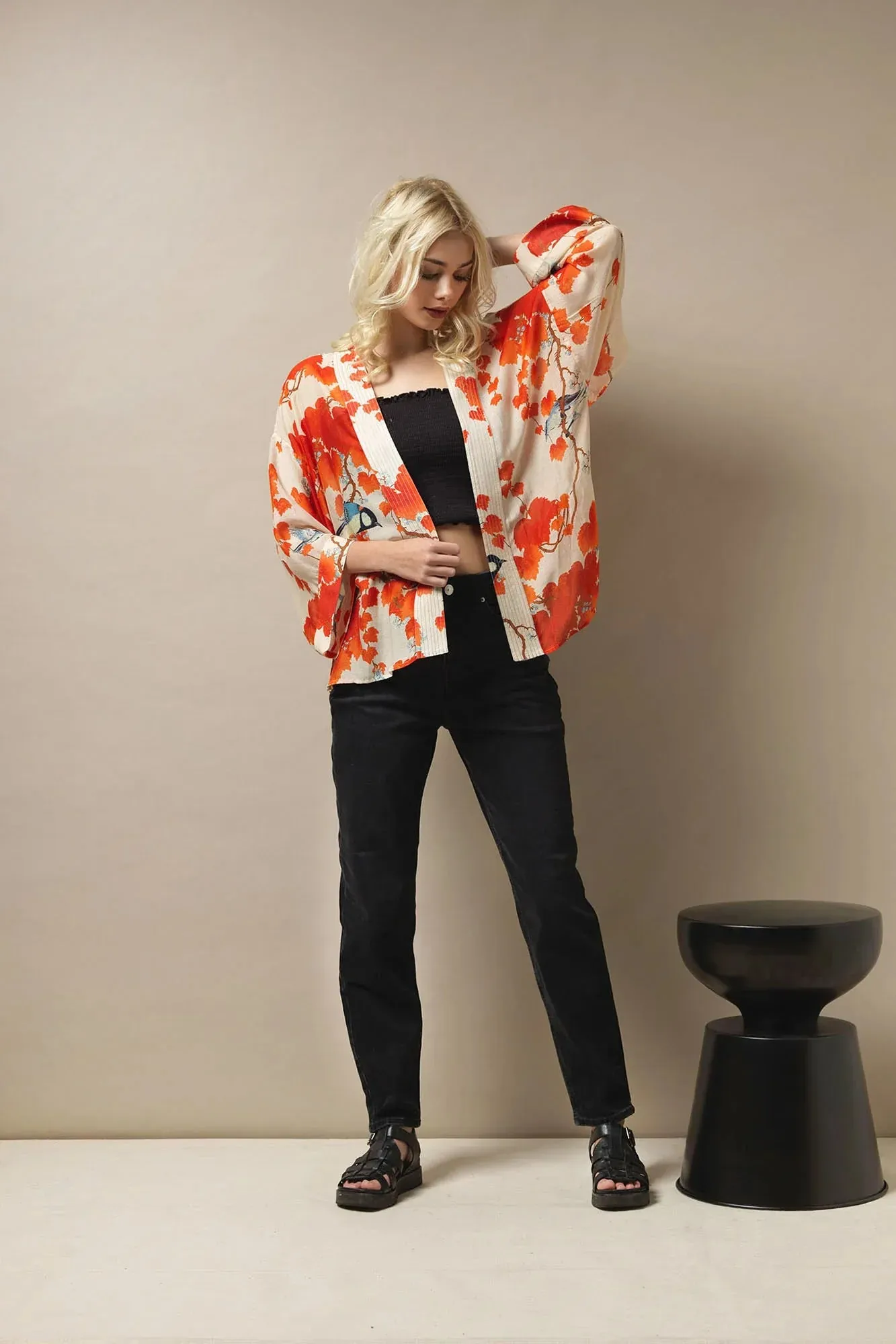 One Hundred Stars Acer Red Mini Kimono