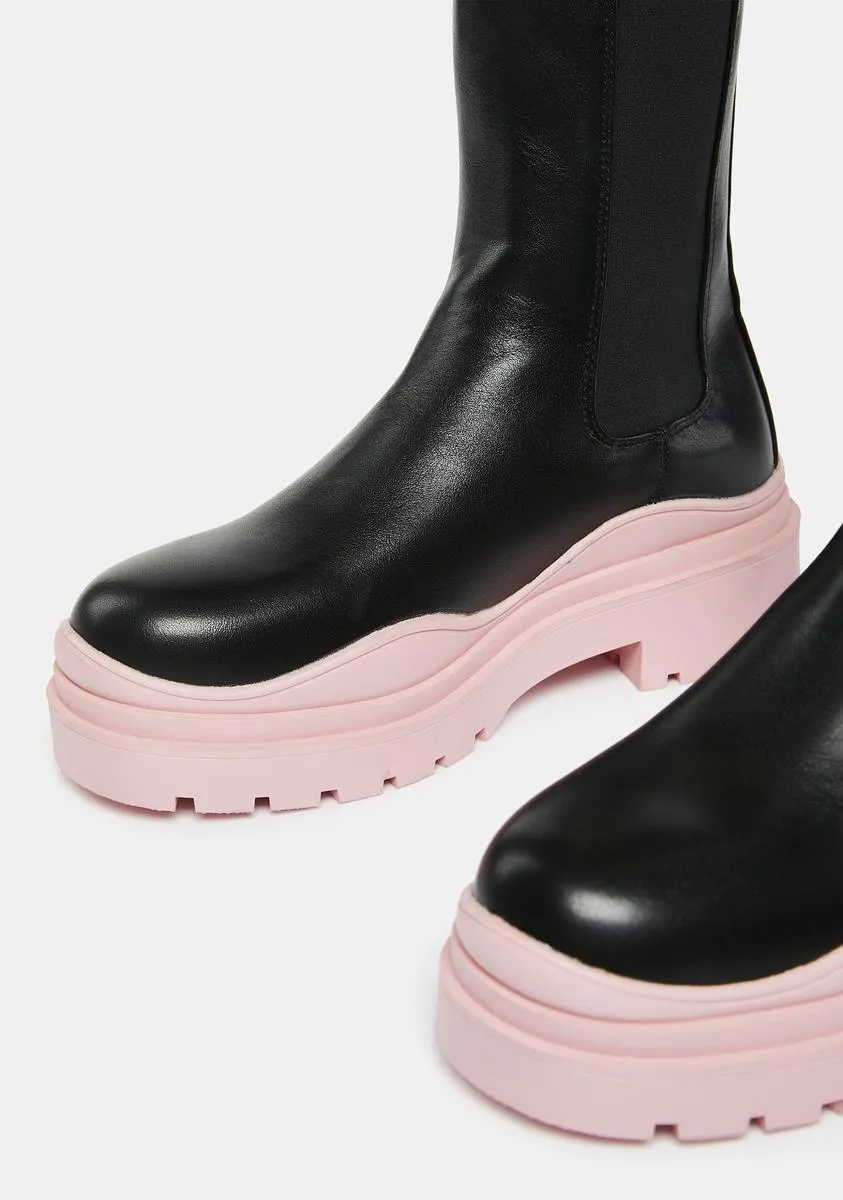 Pink Ghosted Wavy Ankle Boots