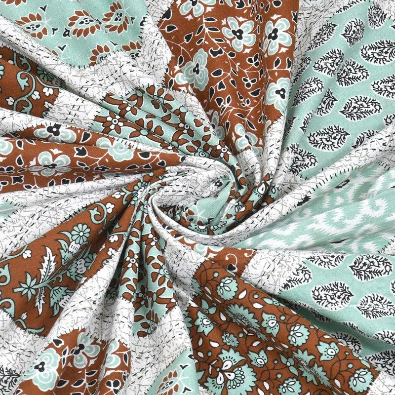 Sapphie Ethnic Bedsheet - Green & Brown