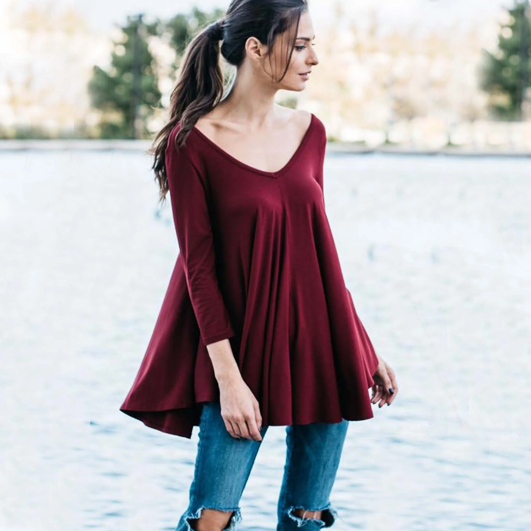 Shadow Lake Cozy Tee in Gray