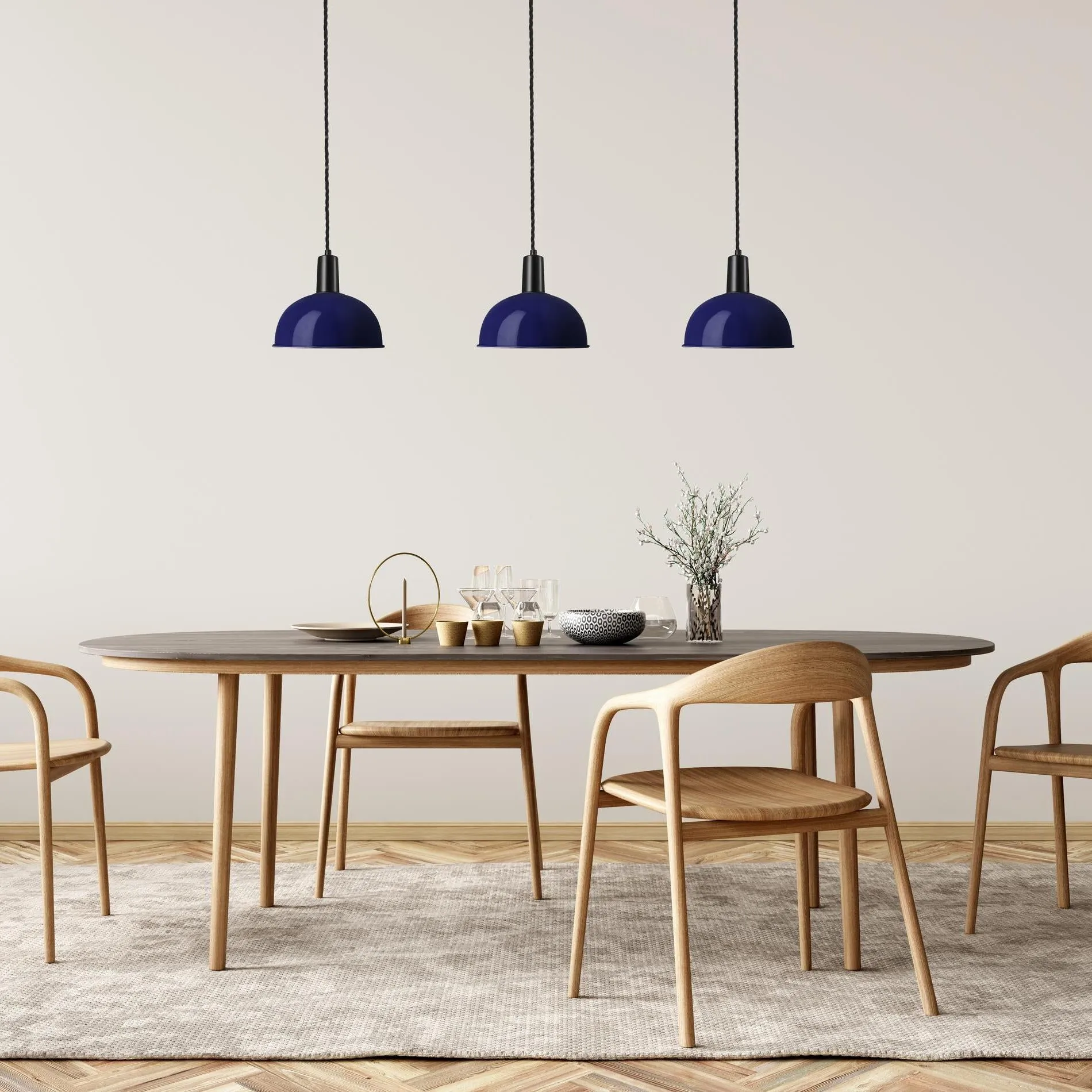 Sleek Dome Pendant - 8 Inch - Dark Blue