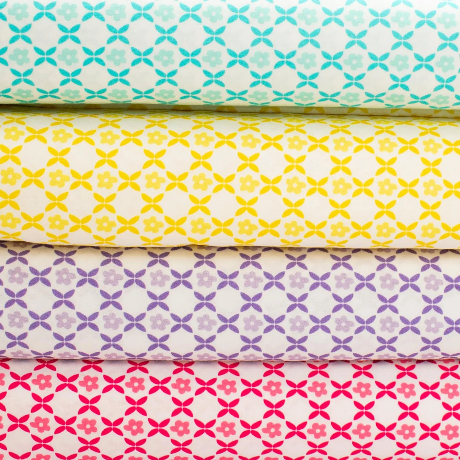 Spring Blooms Collection #18 Purple Geometric Small Flowers Cotton Prints